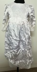 Kids Costumes to Hire - White Satin Dress with lace detail - SMALL